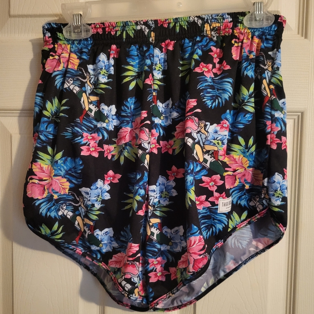 Floral Print Athletic Shorts